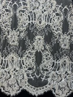 Ivory Corded & Beaded Lace - Lydia -Bridal Fabric Shop Lydia 1