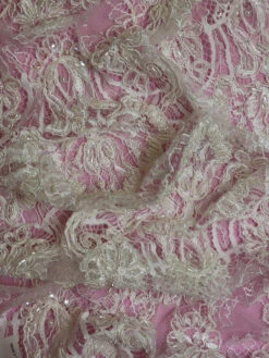 Ivory Corded & Beaded Lace - Lydia -Bridal Fabric Shop Lydia