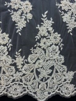 Ivory Corded & Beaded Lace - Madeleine 17 Ivory Corded & Beaded Lace - Madeleine -Bridal Fabric Shop Madeleine 1