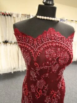 Maroon Beaded Lace - Jacintha -Bridal Fabric Shop MaroonBridallace Jacintha