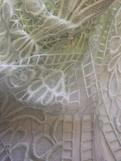 Mint Embroidered Lace - Nyla -Bridal Fabric Shop MintLace Nyla CloseUp