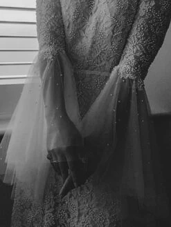 White Beaded Lace - Lucille -Bridal Fabric Shop ModernweddingdressusingivorybeadedlaceLucille1