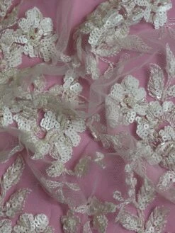 Ivory Beaded Lace - Monica -Bridal Fabric Shop Monica