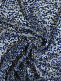 Blue Sequinned Tulle - Moritz -Bridal Fabric Shop Moritz