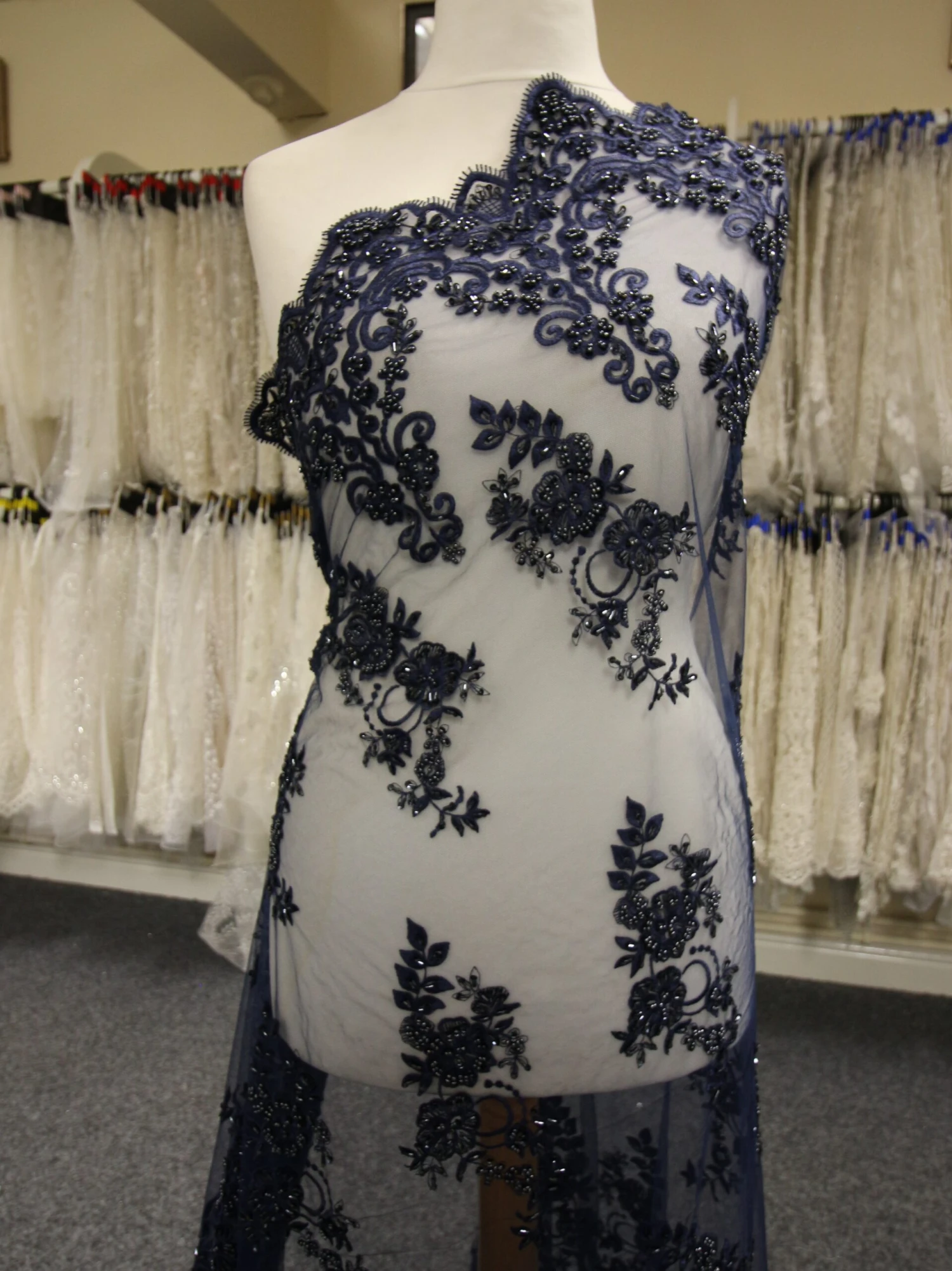 Navy Beaded Lace - Pilar 3 Navy Beaded Lace - Pilar - Image 3