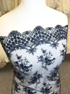 Navy Embroidered Lace - Kirsty -Bridal Fabric Shop NavyLace Kirsty 1