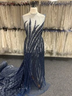 Navy Sequin Glitter Lace - Divine