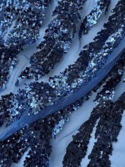 Navy Sequin Glitter Lace - Divine -Bridal Fabric Shop NavySequinLace Divine closeup