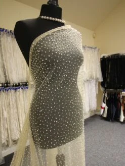 Nude Diamante Tulle - Charlie -Bridal Fabric Shop NudeDiamanteTulle Charlie 1