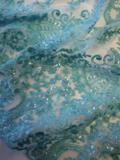 Turquoise Lace - Ruby -Bridal Fabric Shop ParadiseBlueLace Ruby closeup
