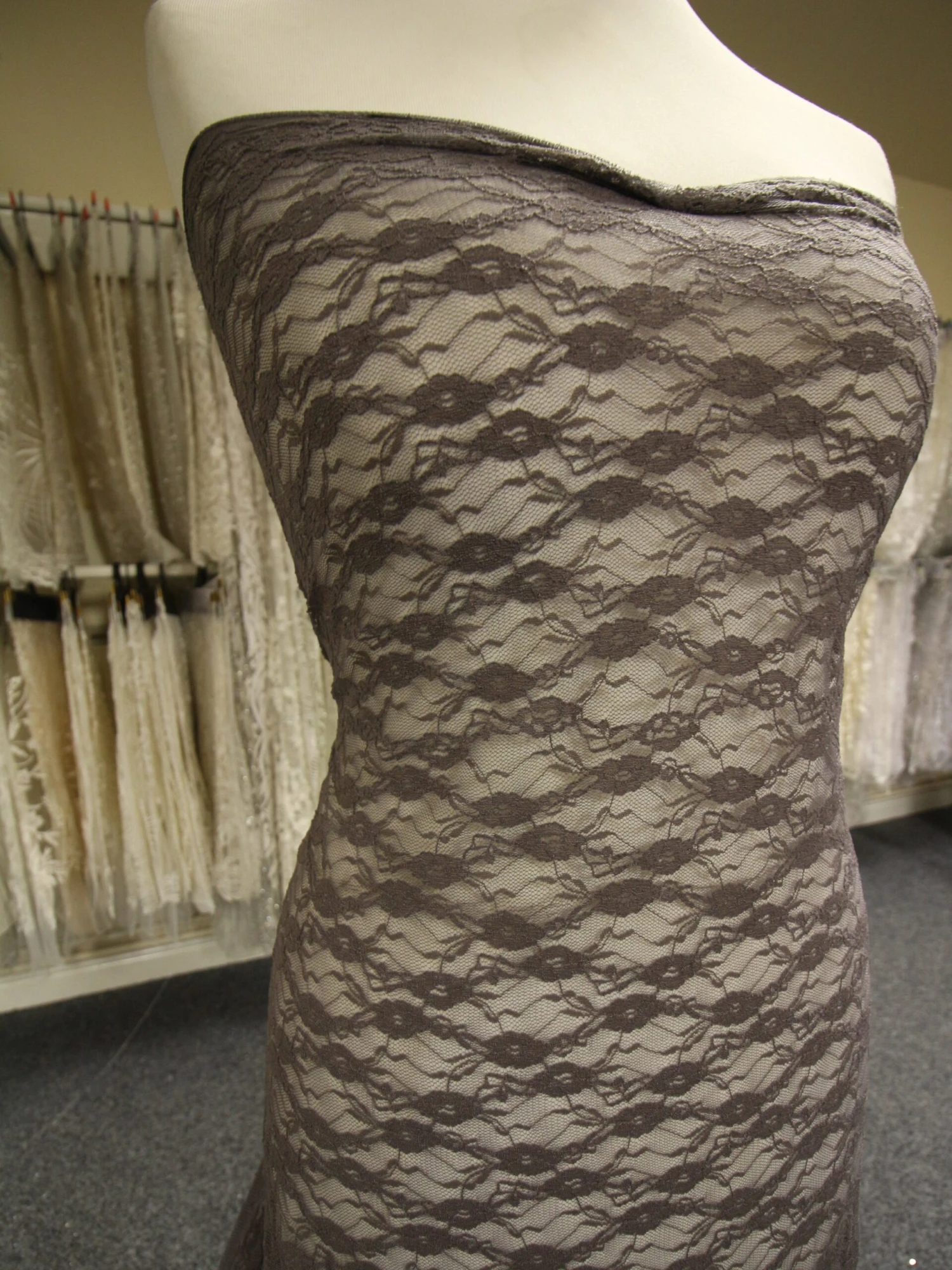 Pewter Grey Stretch Lace - Yvonne 2 Pewter Grey Stretch Lace - Yvonne - Image 2