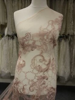 Pink Embroidery Lace - Sortil -Bridal Fabric Shop PinkEmbroideredLace Sortil jpg