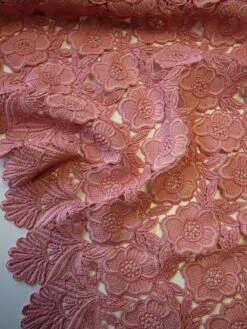 Pink Guipure Lace - Tommi -Bridal Fabric Shop PinkGuipureLace Tommi closeup