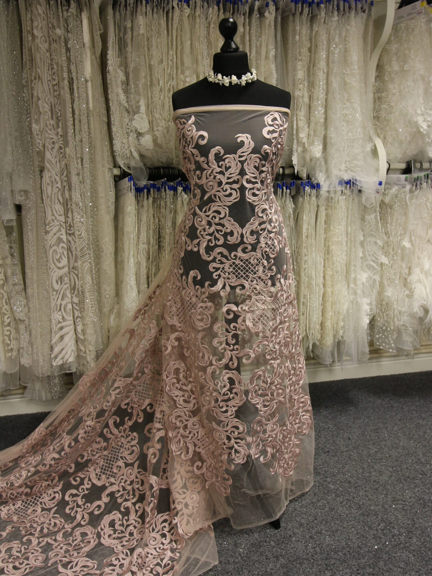 Pink Embroidered Lace - Binta 1 Pink Embroidered Lace - Binta