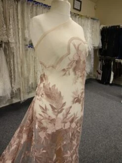 Dusky Pink Embroidery Lace - Gaynor -Bridal Fabric Shop PinkLace Gaynor 2