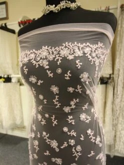 Blush Flower Lace - Kenner 12 Blush Flower Lace - Kenner -Bridal Fabric Shop PinkLace Kenner