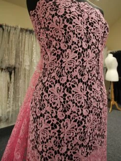Pink Guipure Lace - Reese 10 Pink Guipure Lace - Reese -Bridal Fabric Shop PinkLace Reese
