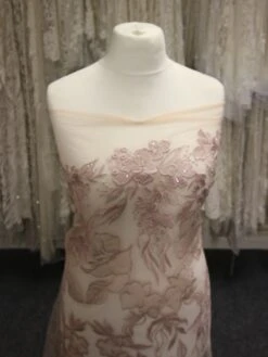 Pink Sequin Embroidery Lace - Tiana -Bridal Fabric Shop PinkLace Tiana