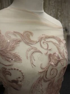 Pink Embroidered Lace - Viveca -Bridal Fabric Shop PinkLace Viveca 1