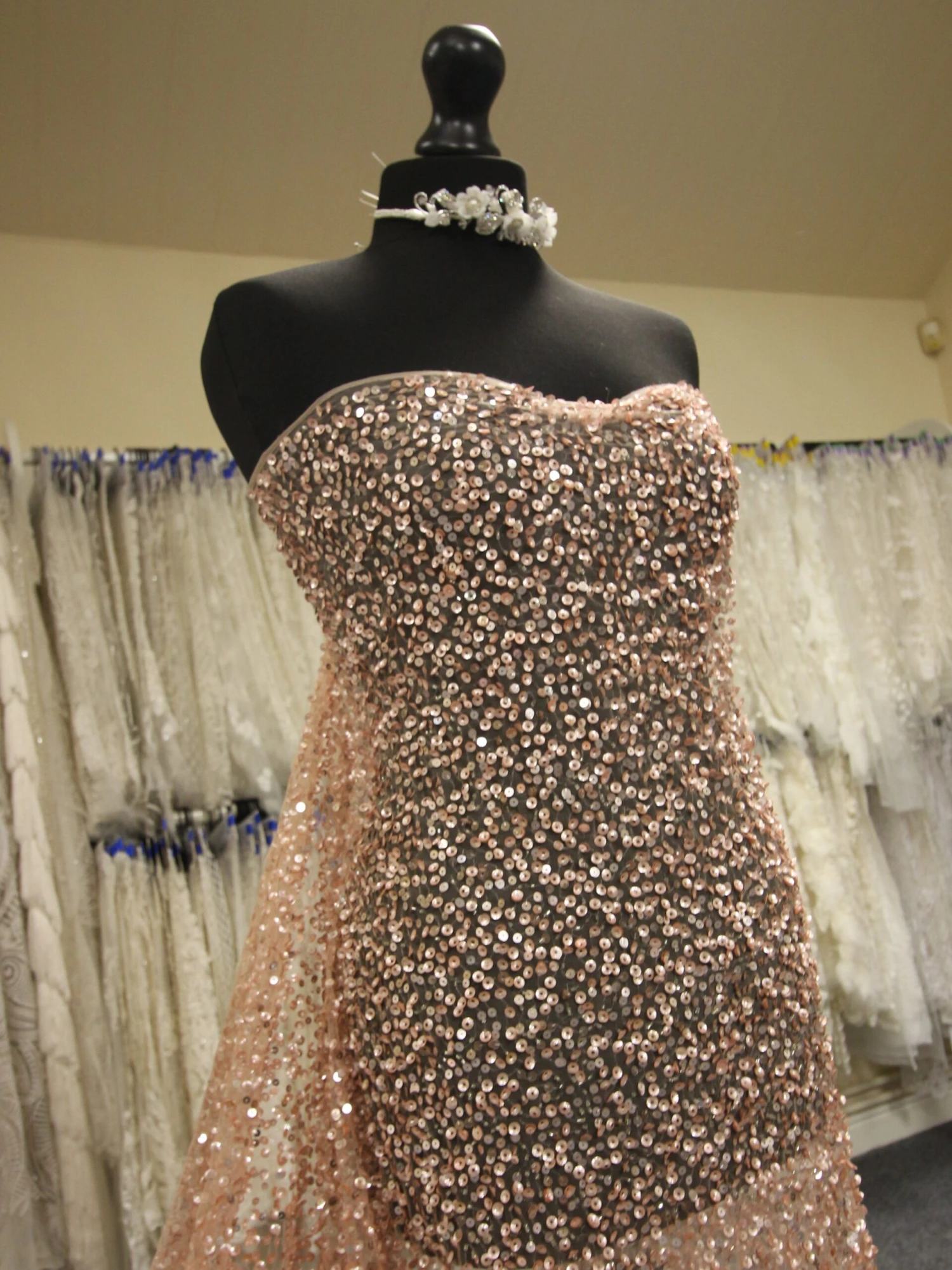 Pink Sequinned Lace - Steffi 3 Pink Sequinned Lace - Steffi - Image 3