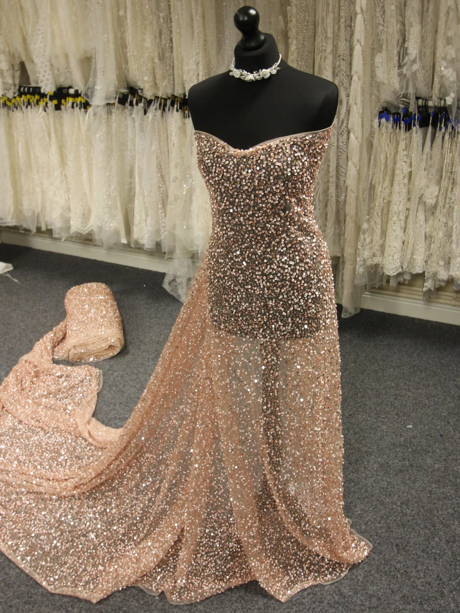 Pink Sequinned Lace - Steffi 1 Pink Sequinned Lace - Steffi