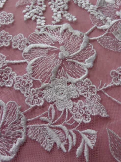 Platinum Embroidery Lace - Garbo -Bridal Fabric Shop PlatinumLace Garbo CloseUp