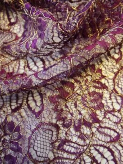 Purple Raschel Lace - Kris -Bridal Fabric Shop PurpleLace Kris closeup