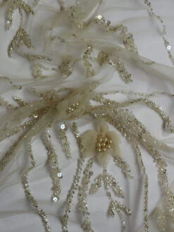 Champagne Beaded Lace - Rassinda -Bridal Fabric Shop Rassinda