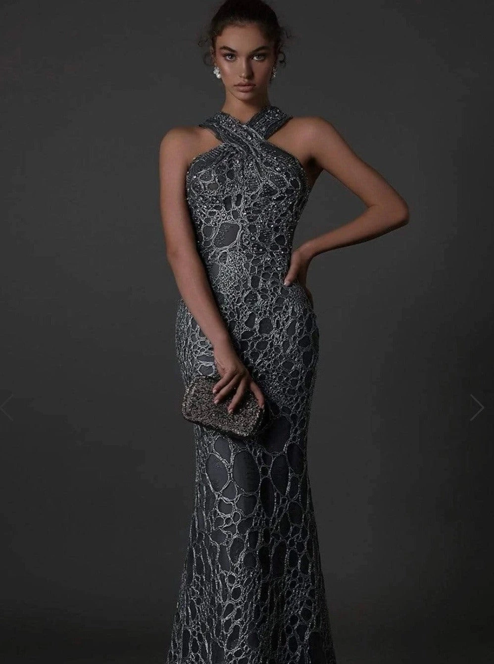 Silver Corded Lace - Raven 2 Silver Corded Lace - Raven - Image 2