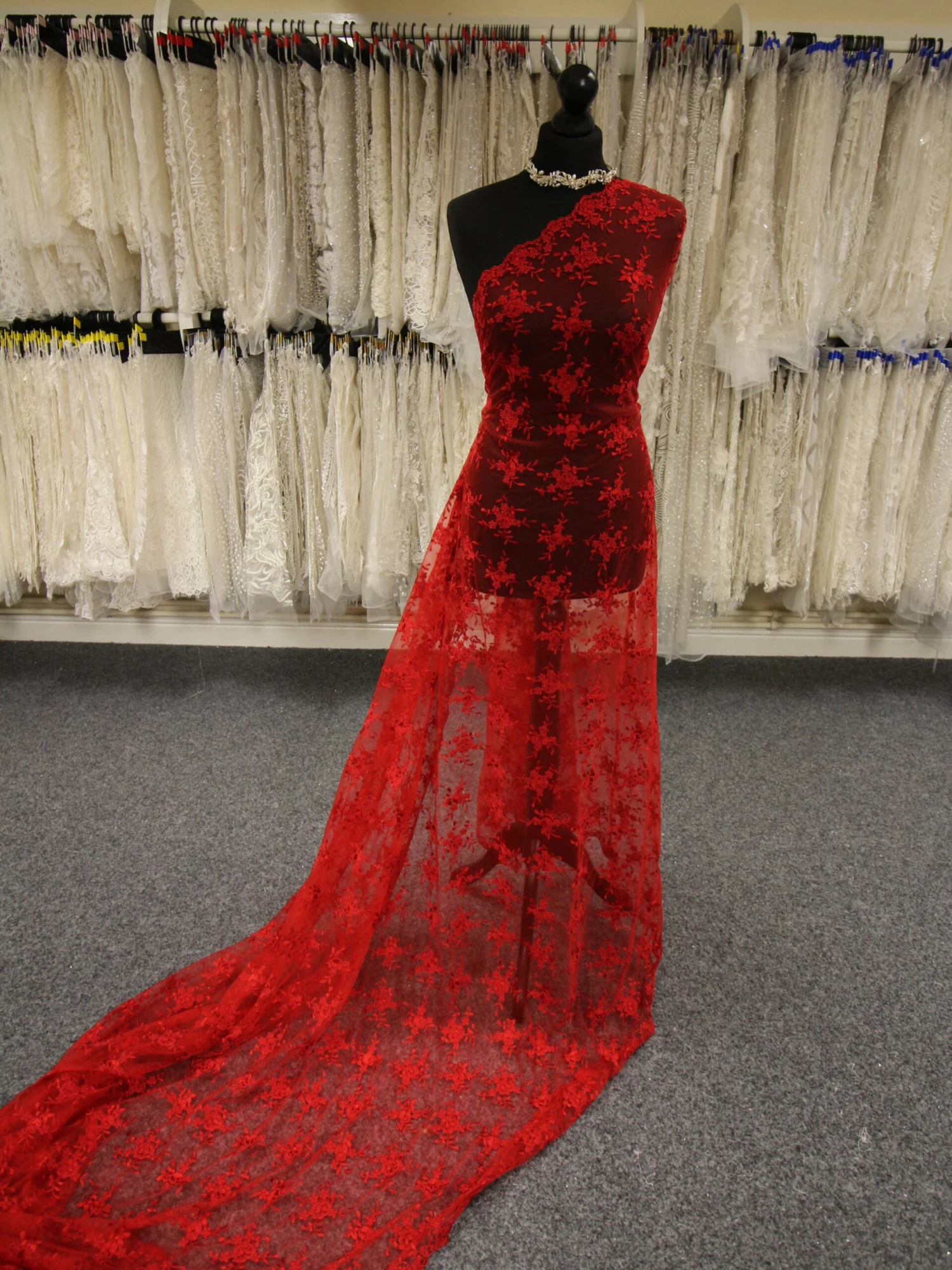 Red Corded Lace - Geraldine 1 Red Corded Lace - Geraldine