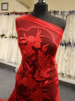 Red Embroidery Lace - Gaynor -Bridal Fabric Shop RedEmbroideredLace Gaynor