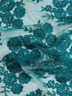 Teal Corded Lace - Riaz -Bridal Fabric Shop RiazTeal