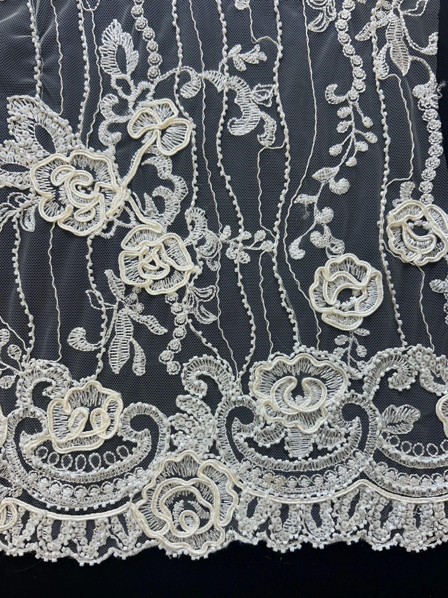 Ivory Corded And Beaded Lace – Rochelle 10 Ivory Corded And Beaded Lace – Rochelle - Image 10