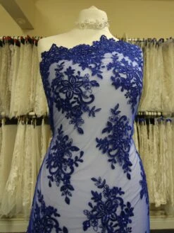 Royal Blue Beaded Lace - Kady -Bridal Fabric Shop RoyalBlueLace Kady