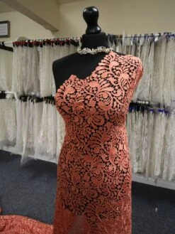 Salmon Pink Guipure Lace - Theresa -Bridal Fabric Shop SalmonGuipureLace Theresa 663cb4bf cec0 477d 9bd5 6087f42b92ef