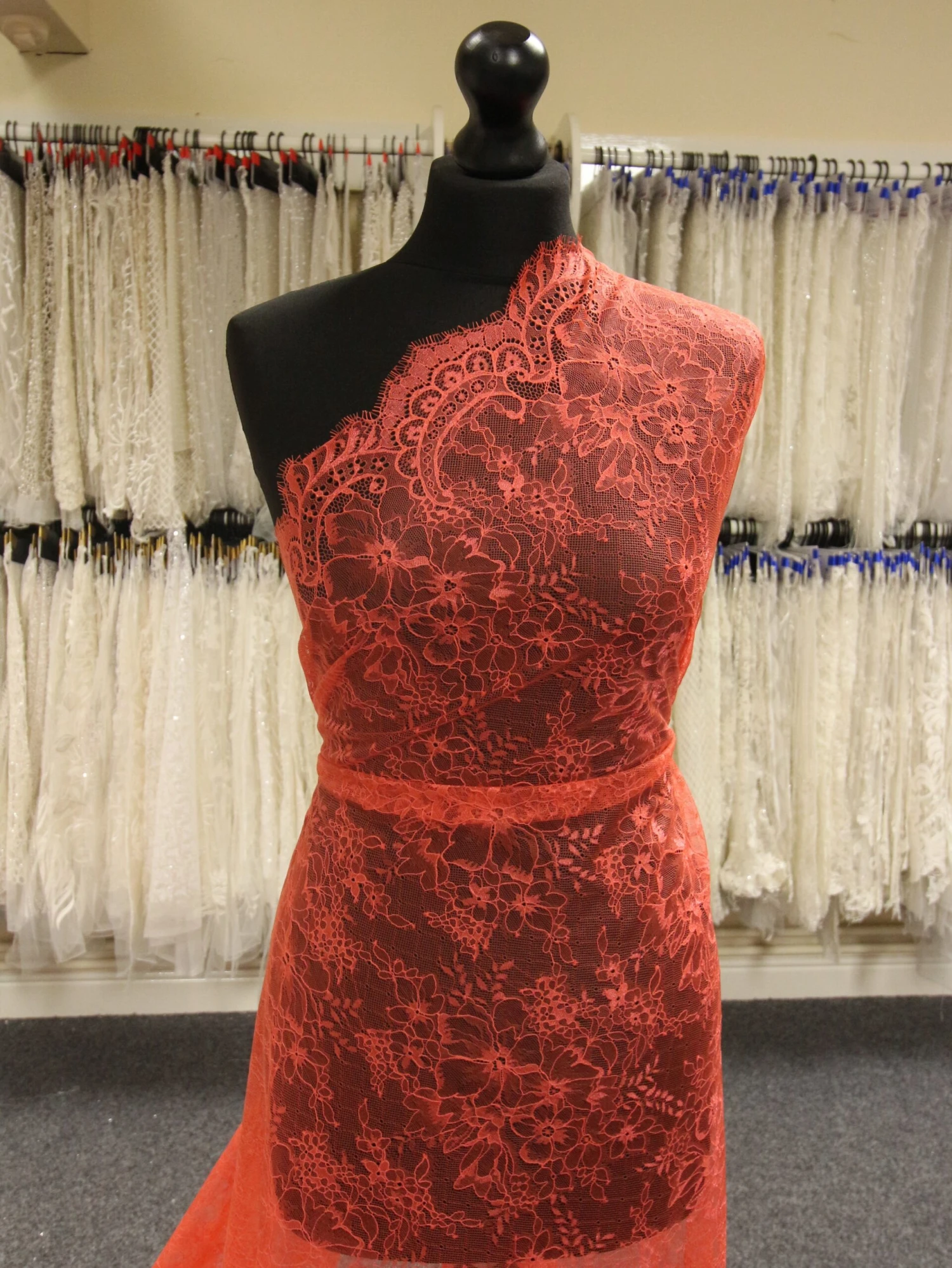 Deep Salmon Raschel Lace - Clio 3 Deep Salmon Raschel Lace - Clio - Image 3