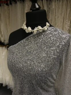 Silver Glitter Tulle - Lagertha 9 Silver Glitter Tulle - Lagertha -Bridal Fabric Shop SilverGlitterLace Lagertha