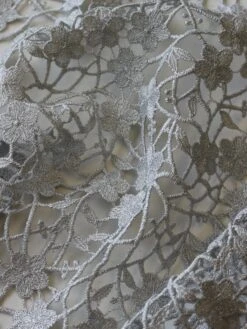 Silver Guipure Lace - Ebba -Bridal Fabric Shop SilverLace Ebba Closeup
