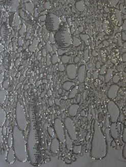 Silver Corded Lace - Raven 13 Silver Corded Lace - Raven -Bridal Fabric Shop SilverLace Raven