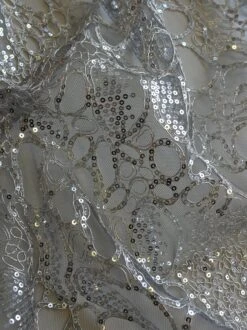 Silver Corded Lace - Raven 11 Silver Corded Lace - Raven -Bridal Fabric Shop SilverLace Raven closeup