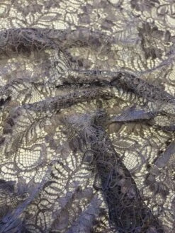 Steel Grey Corded Lace - Sinead -Bridal Fabric Shop SteelCordedLace Sinead closeup