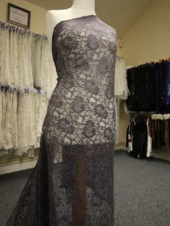 Steel Grey Corded Lace - Sinead -Bridal Fabric Shop SteelLace Sinead jpg