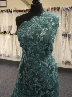Teal Raschel Lace - Honor 10 Teal Raschel Lace - Honor -Bridal Fabric Shop TealLace Honor 1