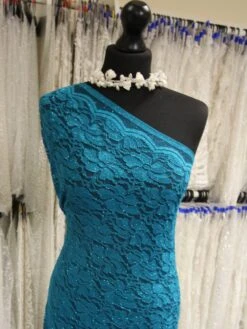 Teal Stretch Glitter Lace - Vindication 8 Teal Stretch Glitter Lace - Vindication -Bridal Fabric Shop TealLace Vindication 1
