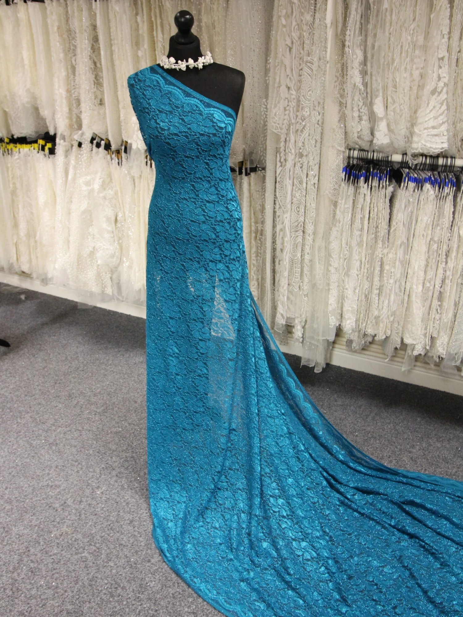 Teal Stretch Glitter Lace - Vindication 1 Teal Stretch Glitter Lace - Vindication