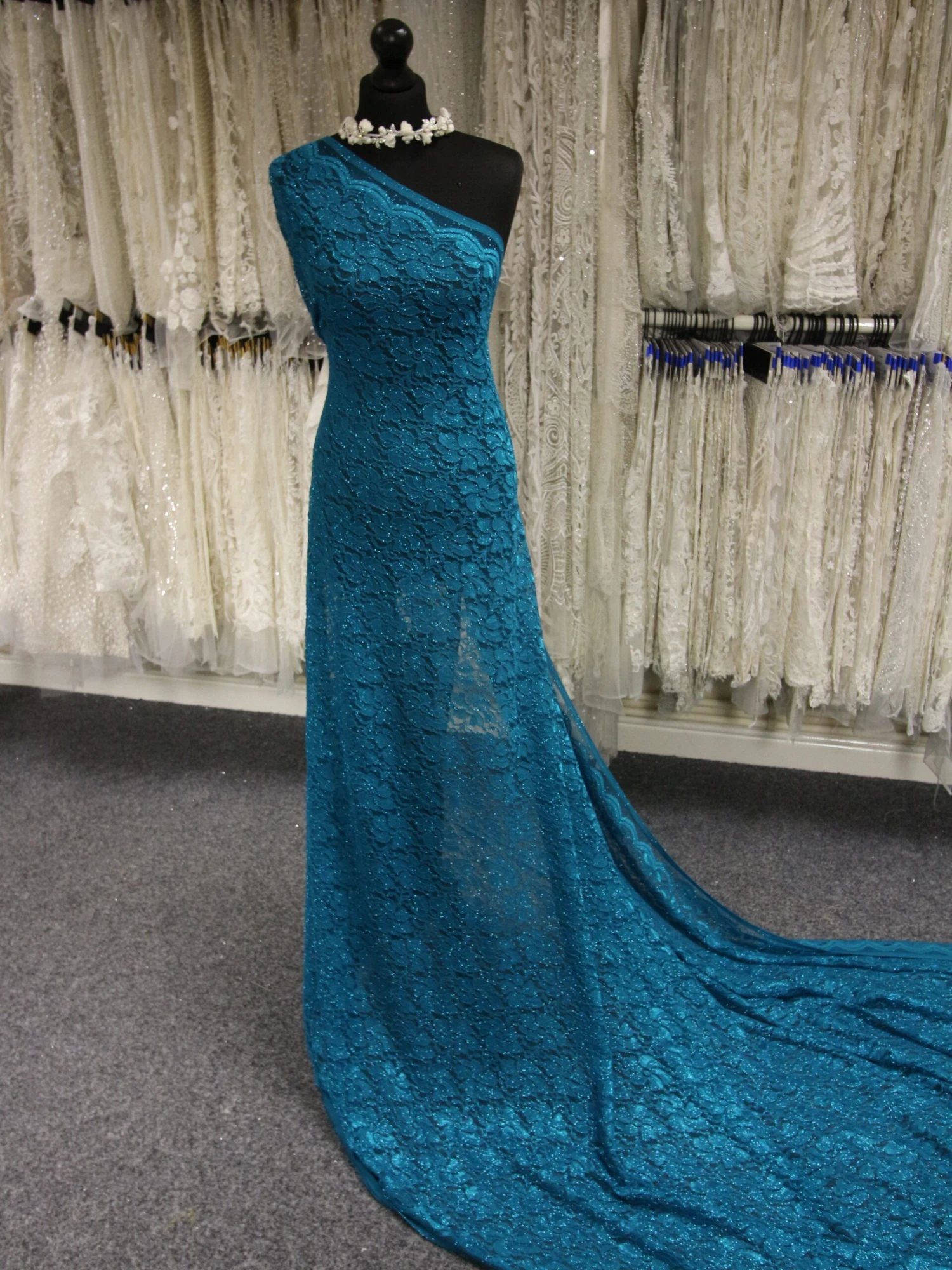 Teal Stretch Glitter Lace - Vindication 2 Teal Stretch Glitter Lace - Vindication - Image 2