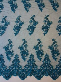 Turquoise Beaded Lace - Pilar -Bridal Fabric Shop TurquoiseBeadedEmbroideryLace Pilar
