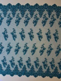 Turquoise Beaded Lace - Pilar -Bridal Fabric Shop TurquoiseBeadedEmbroideryLace Pilar fullwidth