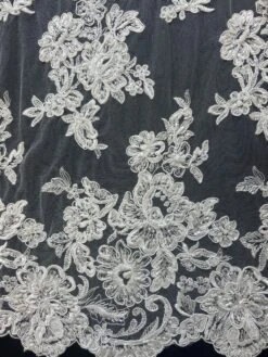 White Beaded Lace - Victoria -Bridal Fabric Shop Victoriawhite