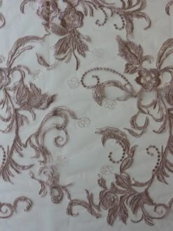 Pink Embroidered Lace - Viveca -Bridal Fabric Shop VivecaPinkLace